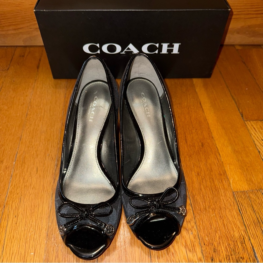 COACH PAOLA PEEP TOE WEDGES New - Picture 3 of 6